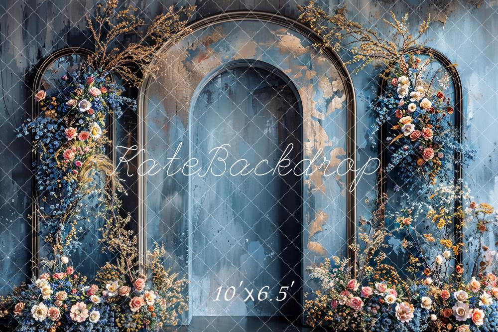 Kate Arche Mur Bleu Fleurs Fête des mères Toile de fond conçue par Emetselch - Kate Backdrop FR