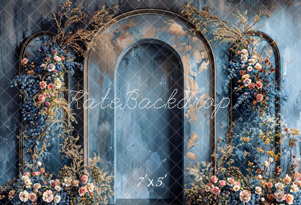 Kate Arche Mur Bleu Fleurs Fête des mères Toile de fond conçue par Emetselch - Kate Backdrop FR