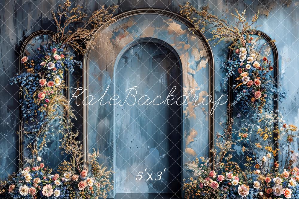 Kate Arche Mur Bleu Fleurs Fête des mères Toile de fond conçue par Emetselch - Kate Backdrop FR