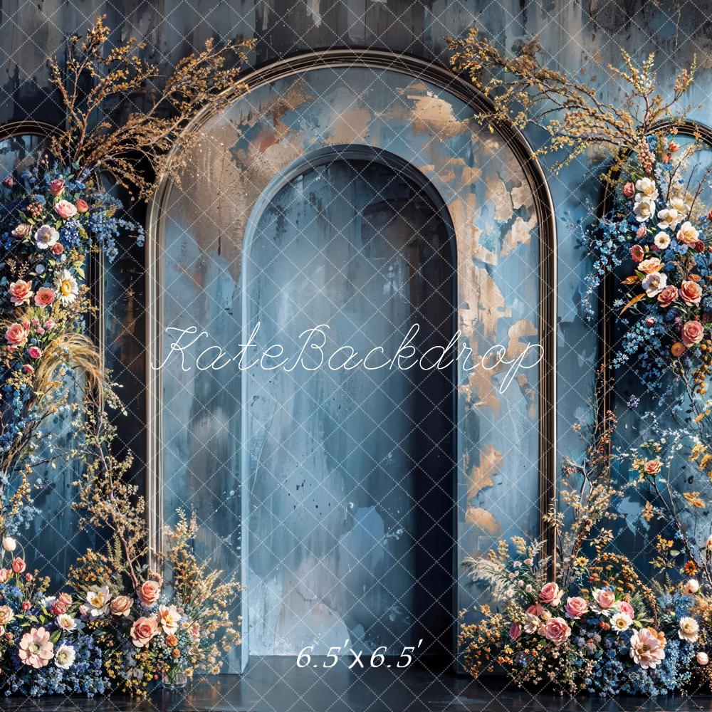 Kate Arche Mur Bleu Fleurs Fête des mères Toile de fond conçue par Emetselch - Kate Backdrop FR