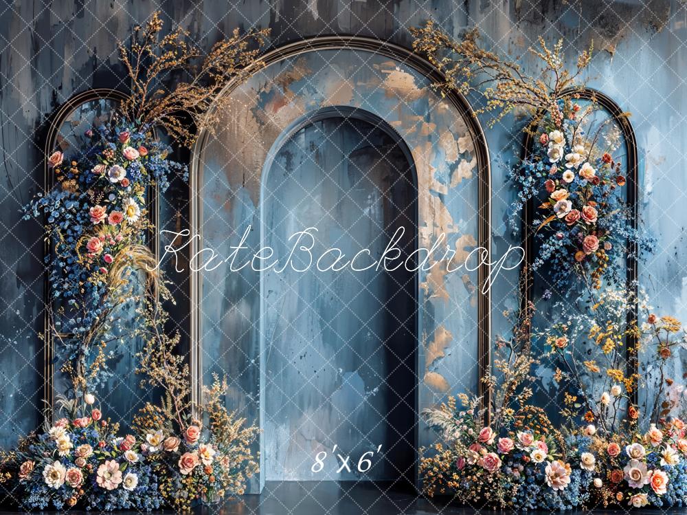 Kate Arche Mur Bleu Fleurs Fête des mères Toile de fond conçue par Emetselch - Kate Backdrop FR