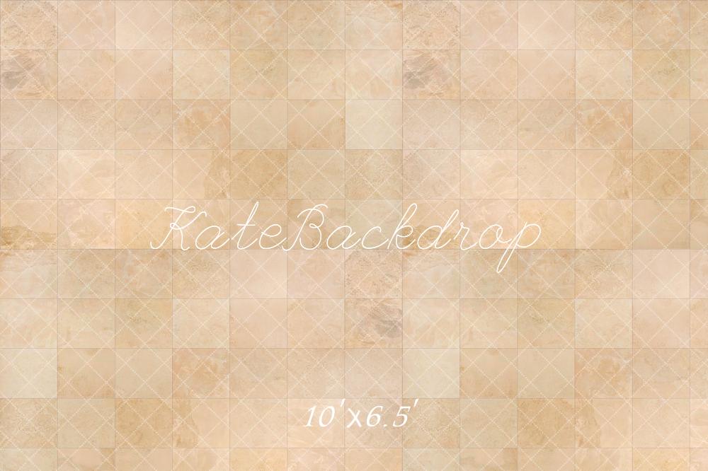 Kate Vintage Brun clair Marbre Texture à carreaux Sol Toile de fond conçue par Kate Image - Kate Backdrop FR