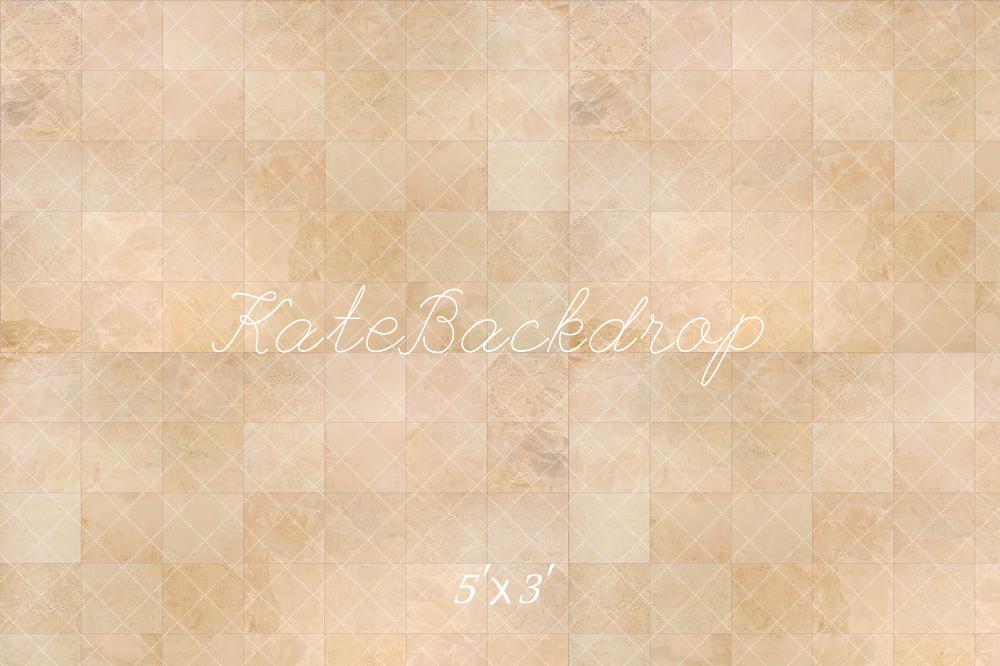 Kate Vintage Brun clair Marbre Texture à carreaux Sol Toile de fond conçue par Kate Image - Kate Backdrop FR