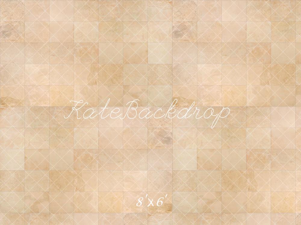 Kate Vintage Brun clair Marbre Texture à carreaux Sol Toile de fond conçue par Kate Image - Kate Backdrop FR