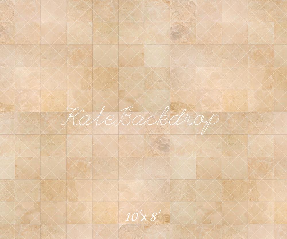 Kate Vintage Brun clair Marbre Texture à carreaux Sol Toile de fond conçue par Kate Image - Kate Backdrop FR
