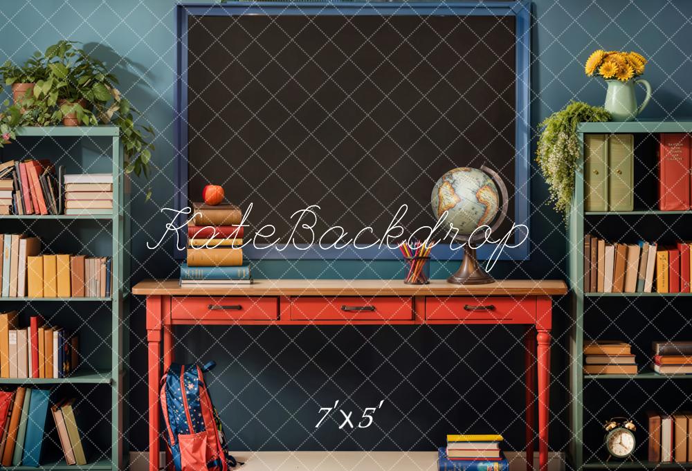 Offres Éclair-Kate Retour à l'école Livres Bureau Tableau noir Toile de fond conçue par Emetselch - Kate Backdrop FR