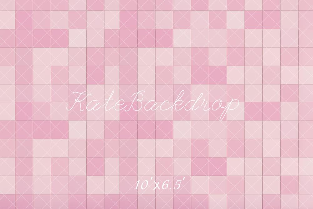 Kate Rétro Dégradé Rose & Blanc Carreaux Sol Toile de fond conçue par Kate Image - Kate Backdrop FR