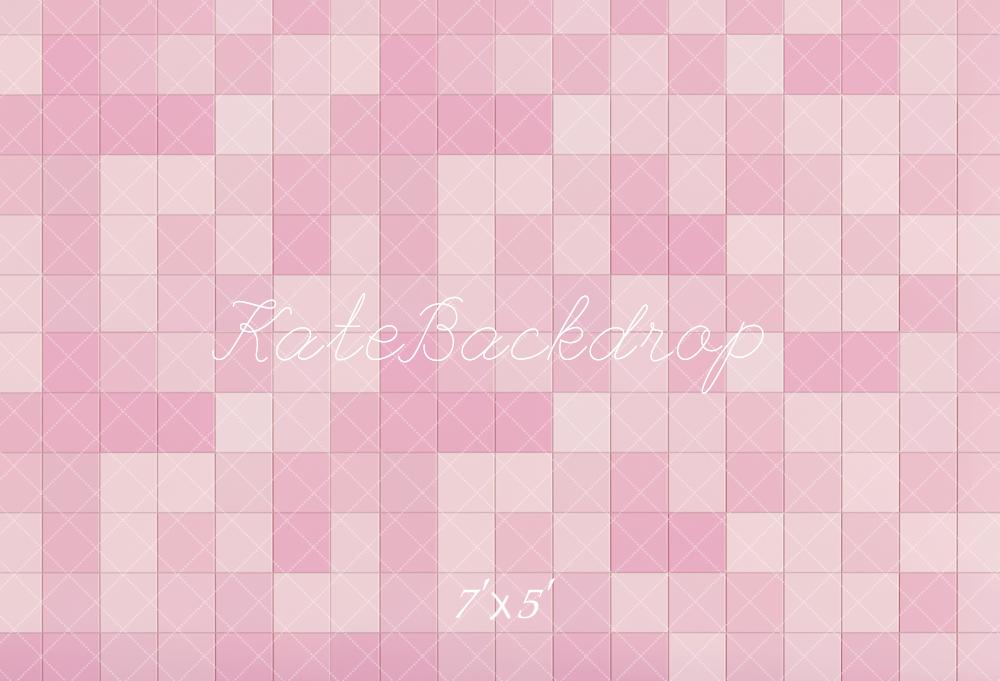 Kate Rétro Dégradé Rose & Blanc Carreaux Sol Toile de fond conçue par Kate Image - Kate Backdrop FR