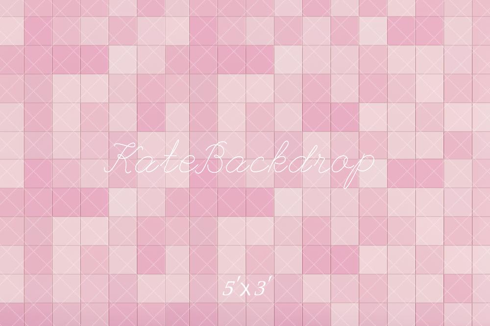 Kate Rétro Dégradé Rose & Blanc Carreaux Sol Toile de fond conçue par Kate Image - Kate Backdrop FR