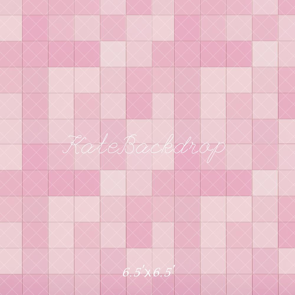 Kate Rétro Dégradé Rose & Blanc Carreaux Sol Toile de fond conçue par Kate Image - Kate Backdrop FR