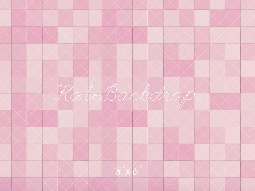 Kate Rétro Dégradé Rose & Blanc Carreaux Sol Toile de fond conçue par Kate Image - Kate Backdrop FR