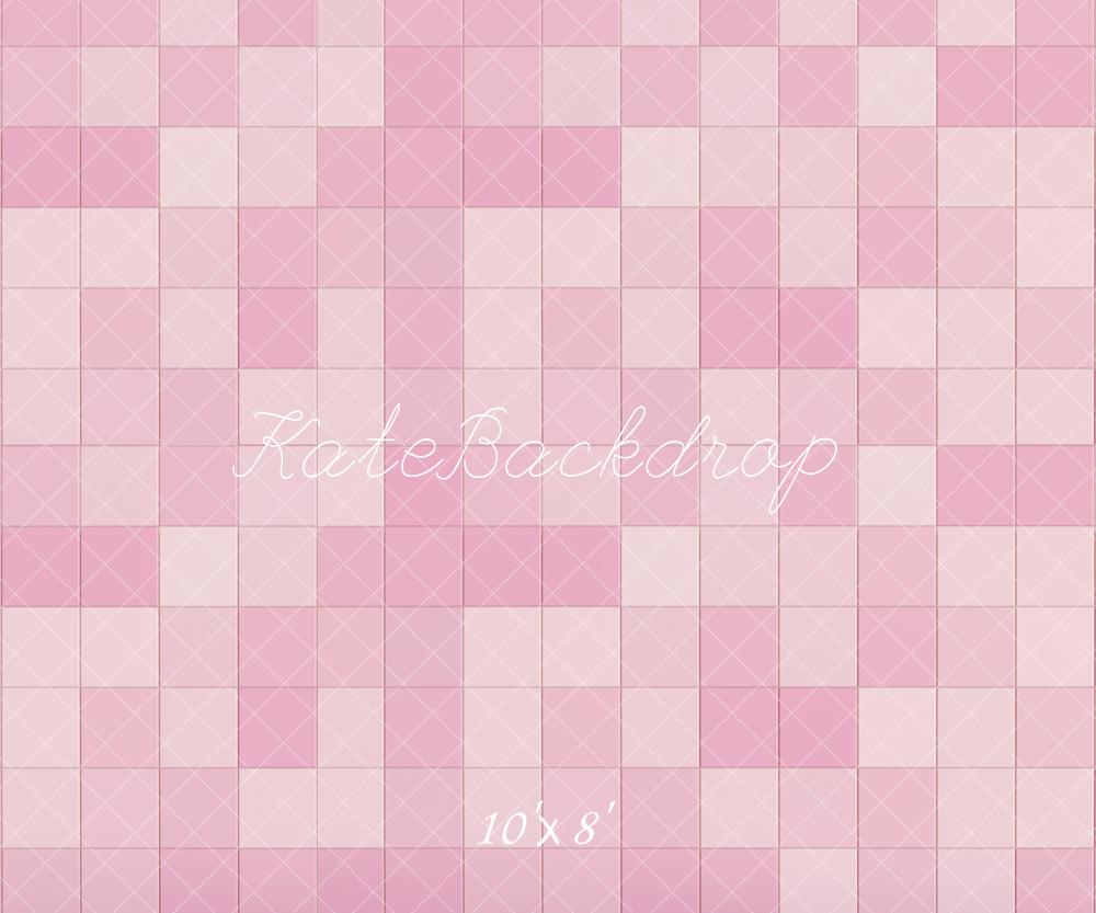 Kate Rétro Dégradé Rose & Blanc Carreaux Sol Toile de fond conçue par Kate Image - Kate Backdrop FR