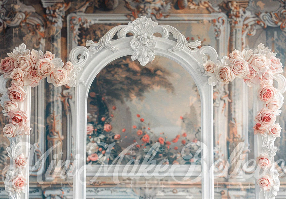 Kate Blanc Beaux-Arts Fleurs Élégant Arche Toile de fond conçue par Mini MakeBelieve - Kate Backdrop FR