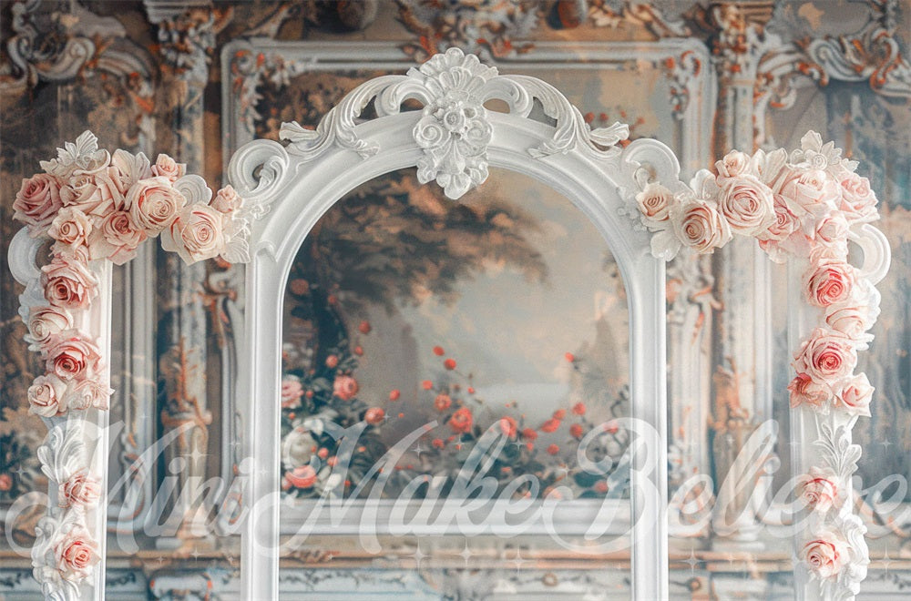 Kate Blanc Beaux-Arts Fleurs Élégant Arche Toile de fond conçue par Mini MakeBelieve - Kate Backdrop FR