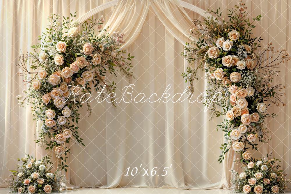 Kate Arche Floral Rideaux Blanc Mariage Toile de fond conçue par Emetselch - Kate Backdrop FR