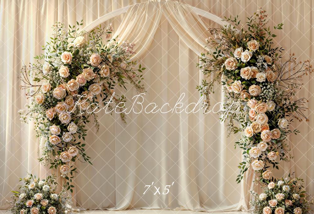 Kate Arche Floral Rideaux Blanc Mariage Toile de fond conçue par Emetselch