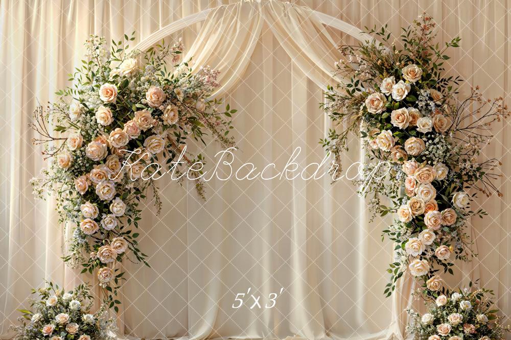 Kate Arche Floral Rideaux Blanc Mariage Toile de fond conçue par Emetselch - Kate Backdrop FR