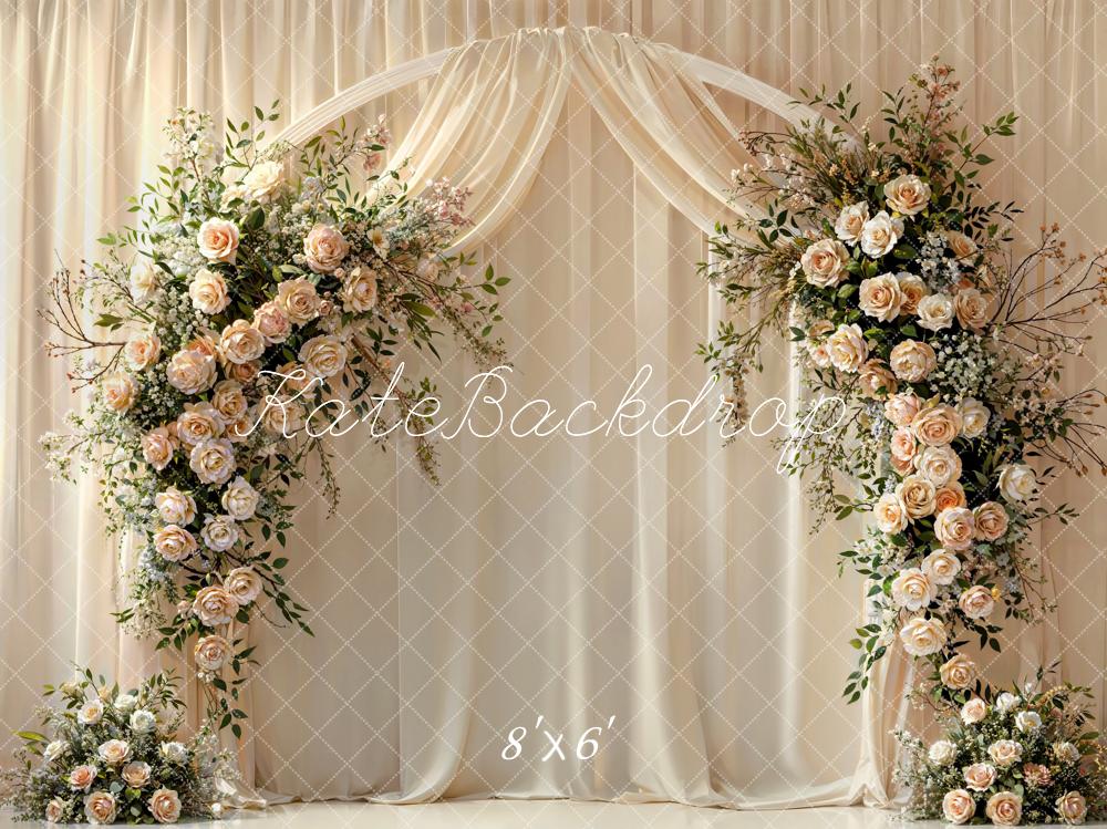 Kate Arche Floral Rideaux Blanc Mariage Toile de fond conçue par Emetselch