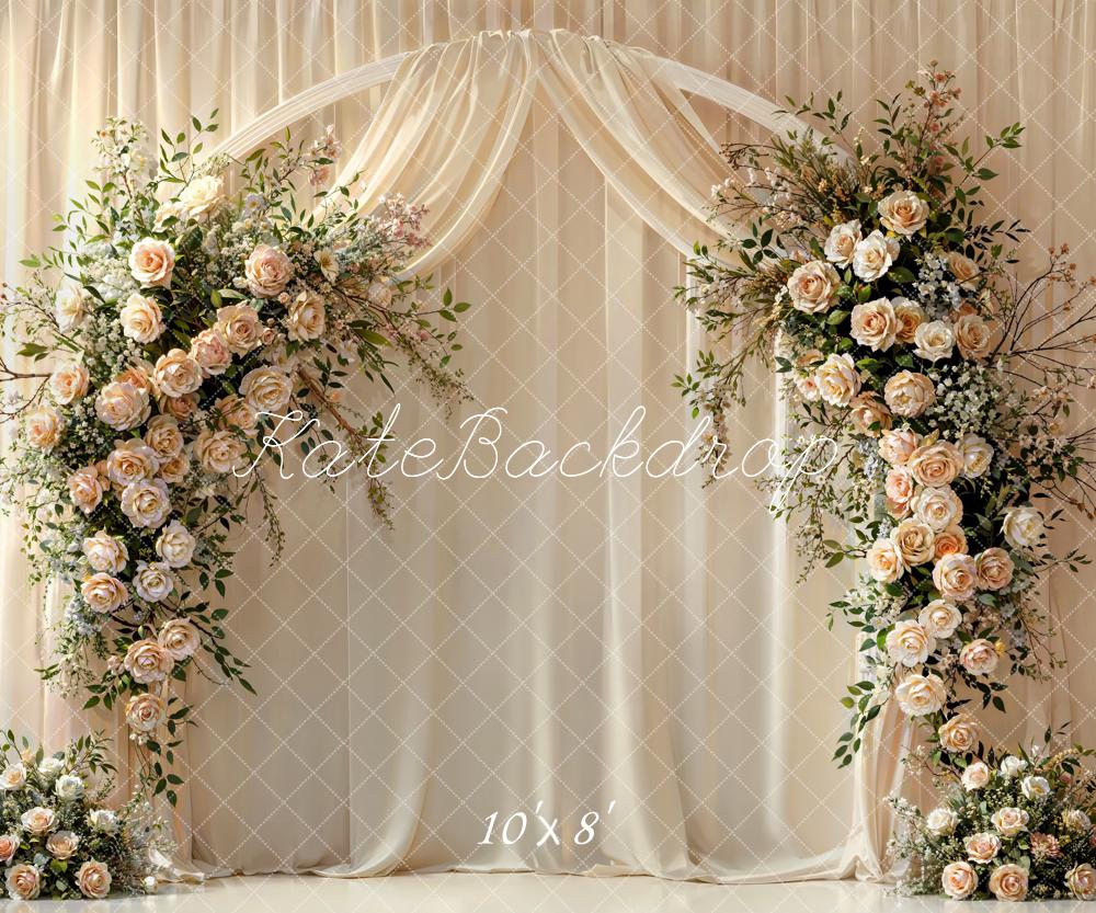 Kate Arche Floral Rideaux Blanc Mariage Toile de fond conçue par Emetselch