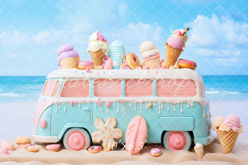 Kate Été Mer Jouet Voiture de Crème glacée Toile de fond conçue par Chain Photographie - Kate Backdrop FR