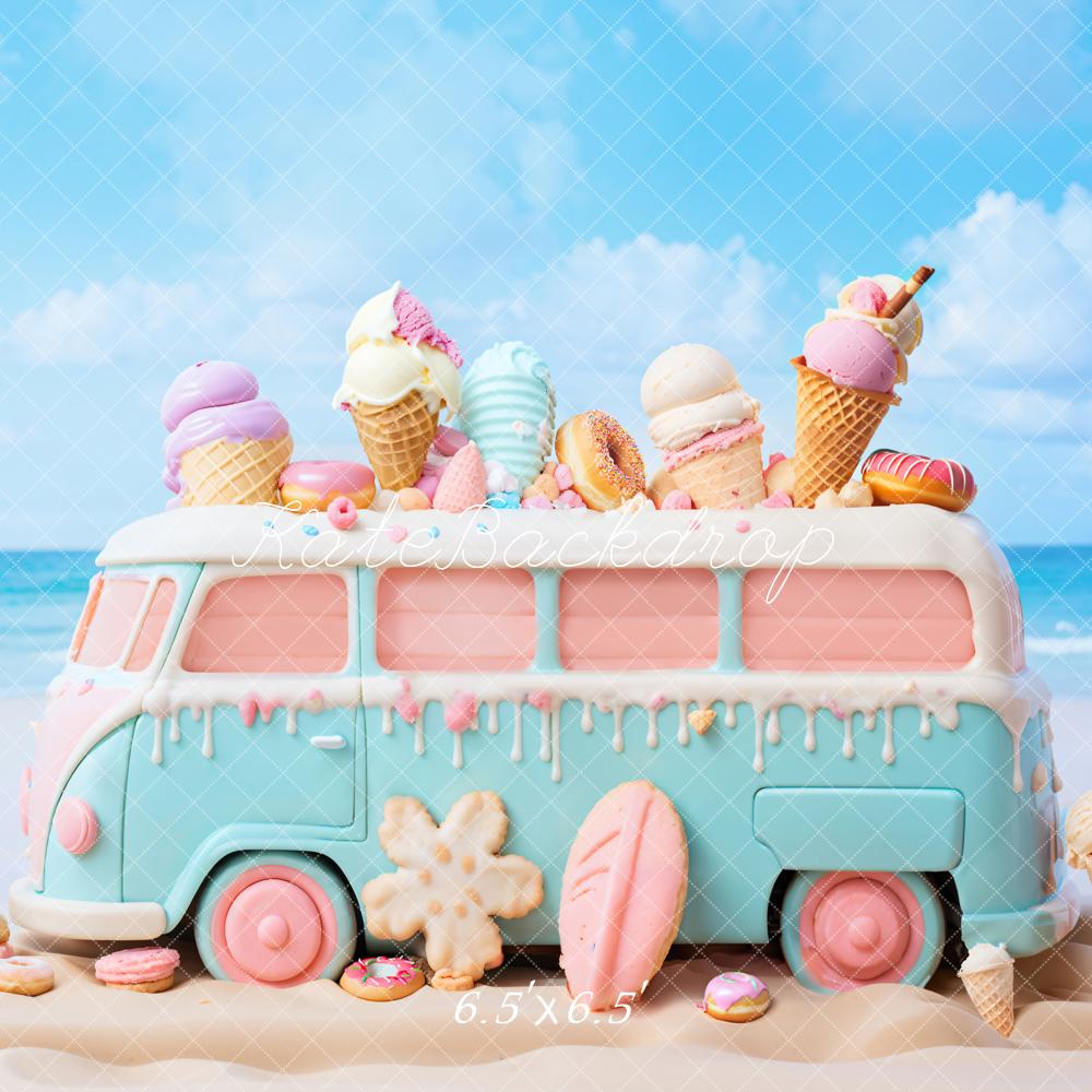 Kate Été Mer Jouet Voiture de Crème glacée Toile de fond conçue par Chain Photographie - Kate Backdrop FR