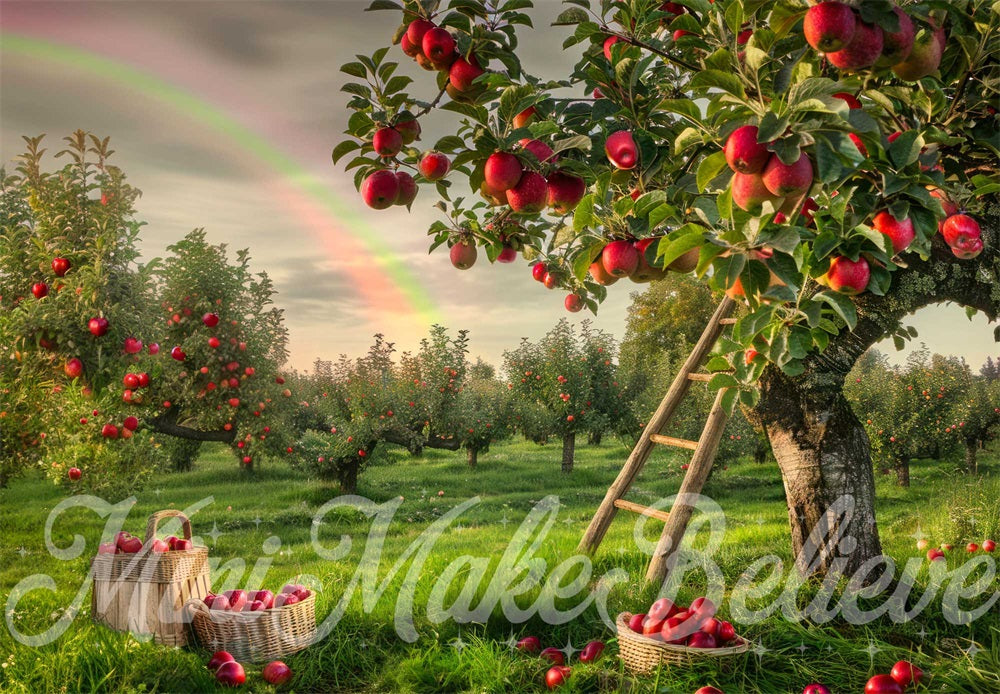 Kate Verger de pommes Arc-en-ciel Vert Toile de fond conçue par Mini MakeBelieve - Kate Backdrop FR