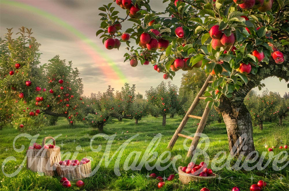 Kate Verger de pommes Arc-en-ciel Vert Toile de fond conçue par Mini MakeBelieve - Kate Backdrop FR