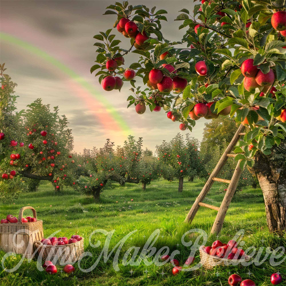 Kate Verger de pommes Arc-en-ciel Vert Toile de fond conçue par Mini MakeBelieve - Kate Backdrop FR