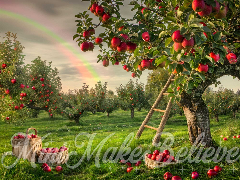 Kate Verger de pommes Arc-en-ciel Vert Toile de fond conçue par Mini MakeBelieve - Kate Backdrop FR