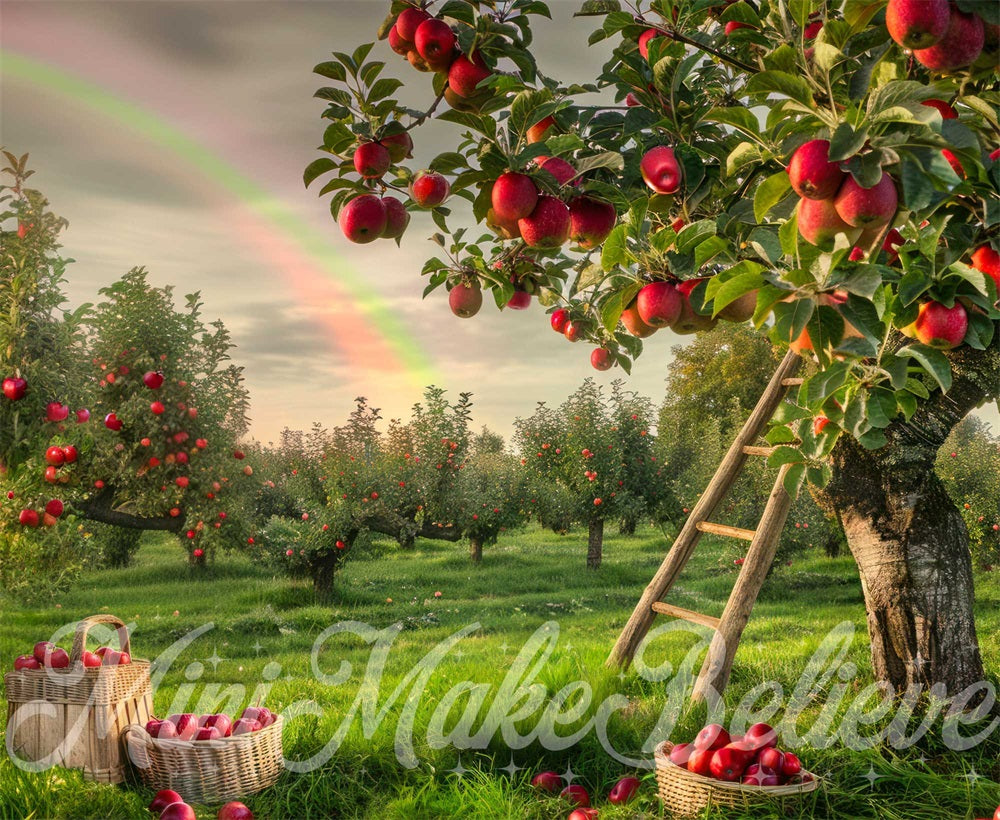 Kate Verger de pommes Arc-en-ciel Vert Toile de fond conçue par Mini MakeBelieve - Kate Backdrop FR