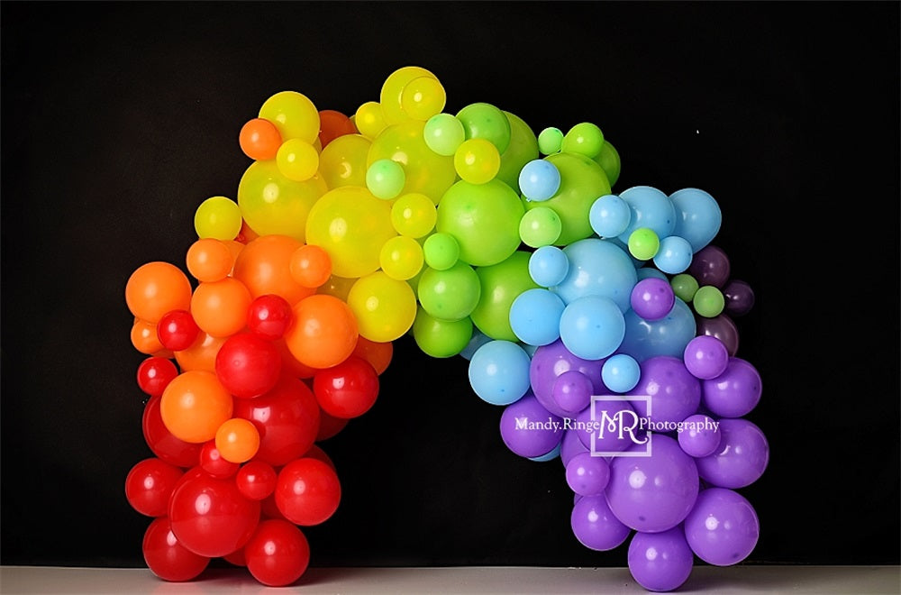 Kate Arc-en-ciel Arche de ballons Noir Cake smash Toile de fond conçue par Mandy Ringe - Kate Backdrop FR