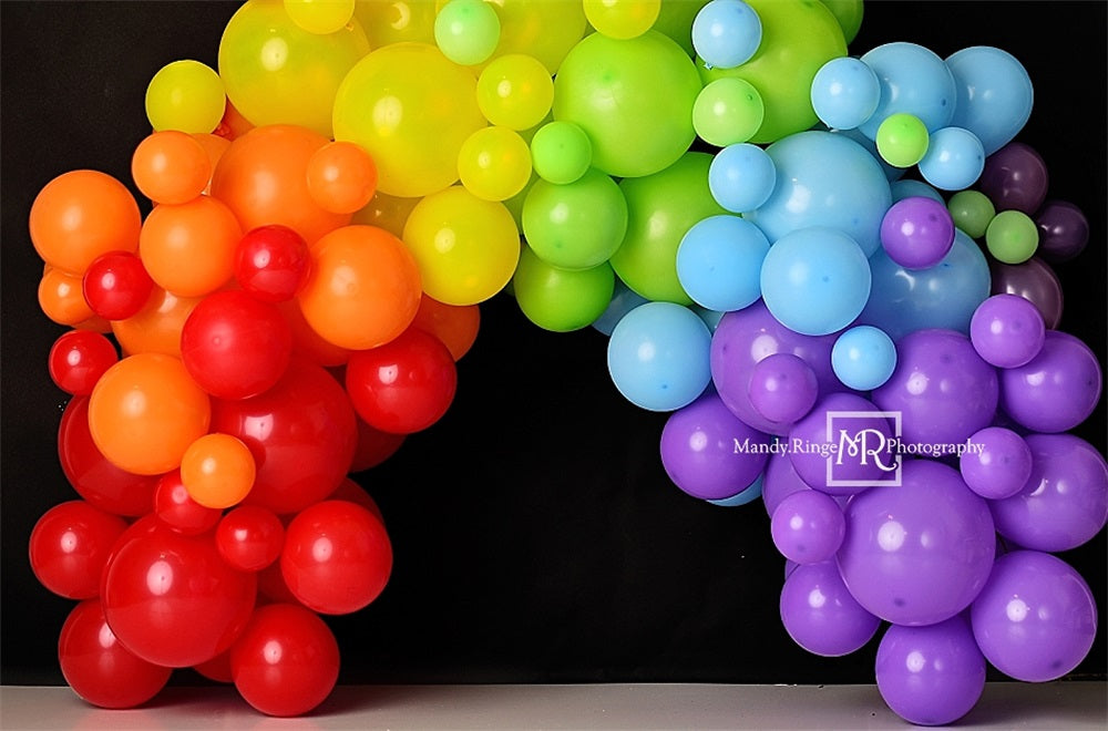Kate Arc-en-ciel Arche de ballons Noir Cake smash Toile de fond conçue par Mandy Ringe - Kate Backdrop FR