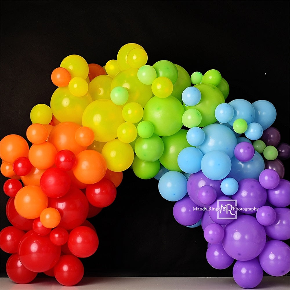 Kate Arc-en-ciel Arche de ballons Noir Cake smash Toile de fond conçue par Mandy Ringe - Kate Backdrop FR
