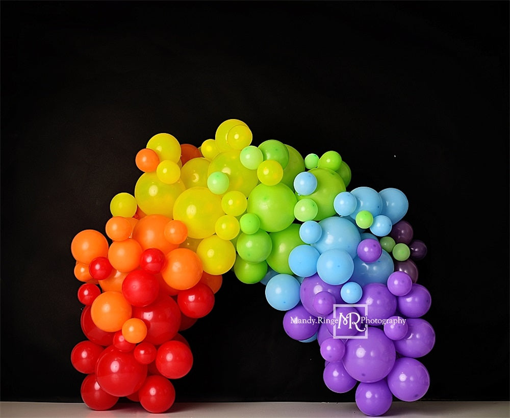 Kate Arc-en-ciel Arche de ballons Noir Cake smash Toile de fond conçue par Mandy Ringe - Kate Backdrop FR