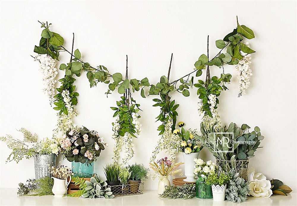 Kate Simple Printemps Fleurs sauvages Plantes Toile de fond conçue par Mandy Ringe - Kate Backdrop FR