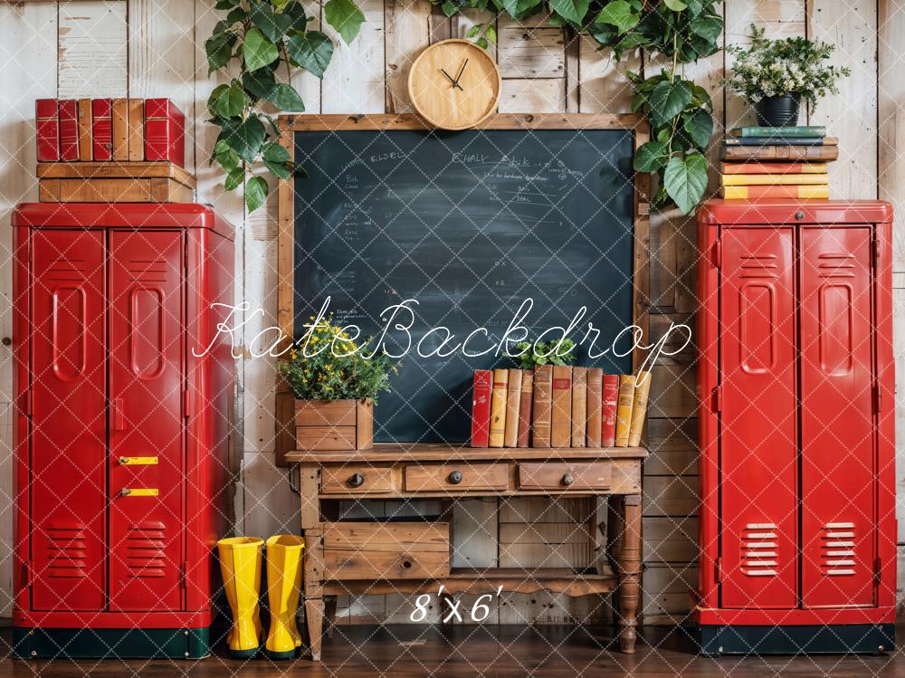 Kate Retour à l'école Casier Livre Bureau en bois Toile de fond conçue par Emetselch - Kate Backdrop FR