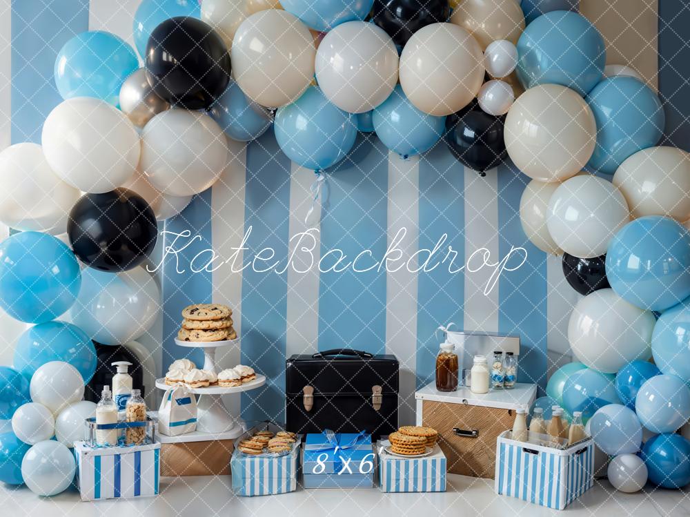 Kate Biscuits Arche de ballon Bleu Cake smash Toile de fond conçue par Emetselch - Kate Backdrop FR