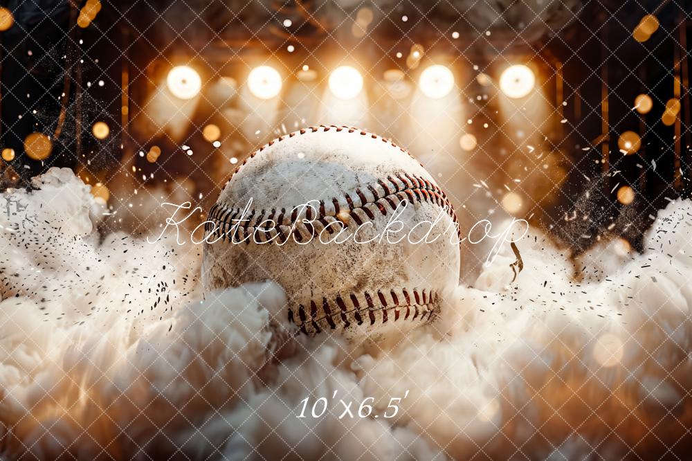 Kate Blanc Base-ball Sport Bokeh Fumée Stade Toile de fond conçue par Chain Photographie - Kate Backdrop FR