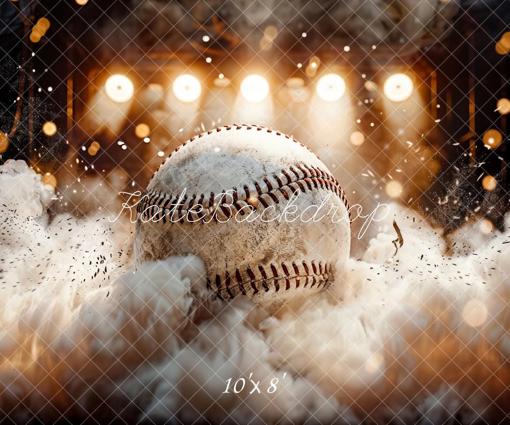 Kate Blanc Base-ball Sport Bokeh Fumée Stade Toile de fond conçue par Chain Photographie - Kate Backdrop FR