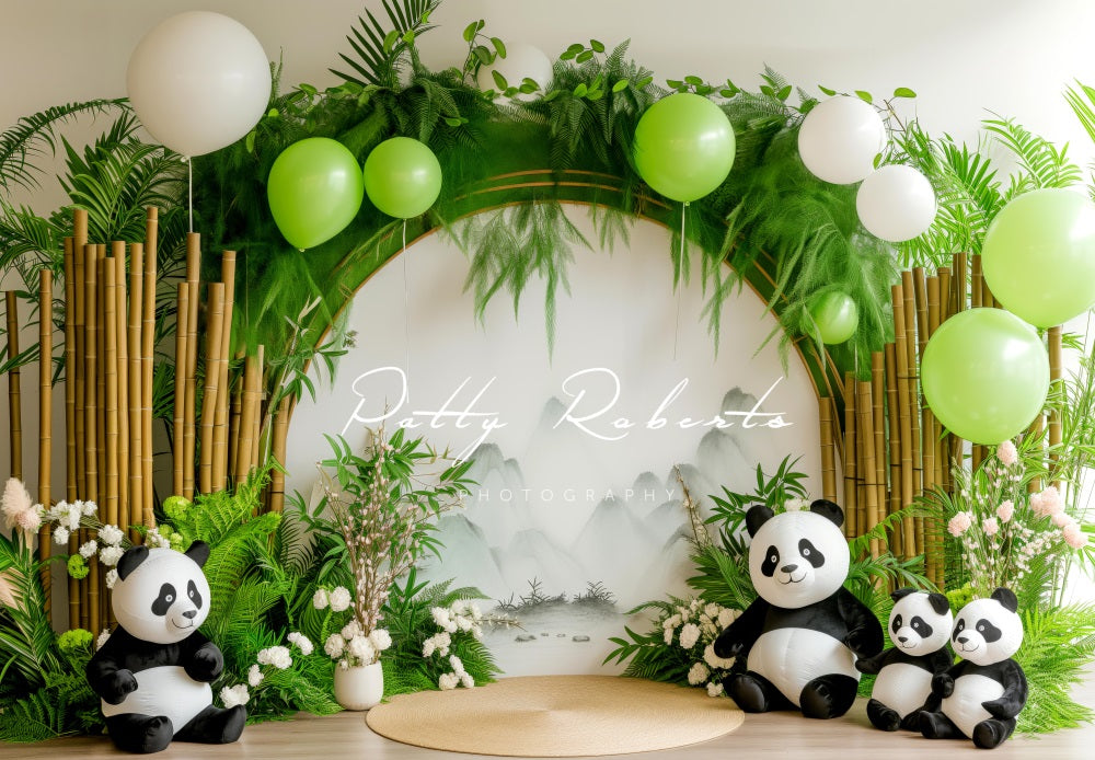 Kate Pandas Mignons Bambou Arche Ballons Toile de fond conçue par Patty Robert - Kate Backdrop FR