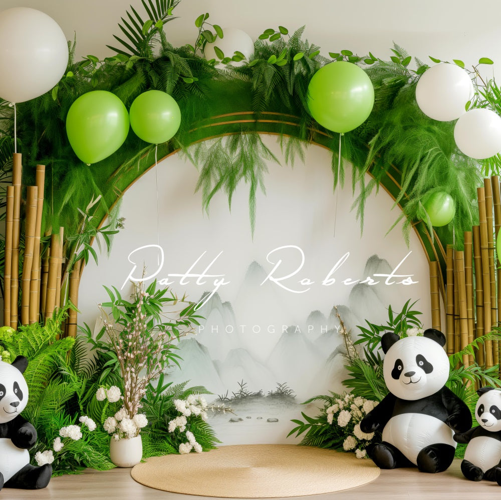 Kate Pandas Mignons Bambou Arche Ballons Toile de fond conçue par Patty Robert - Kate Backdrop FR
