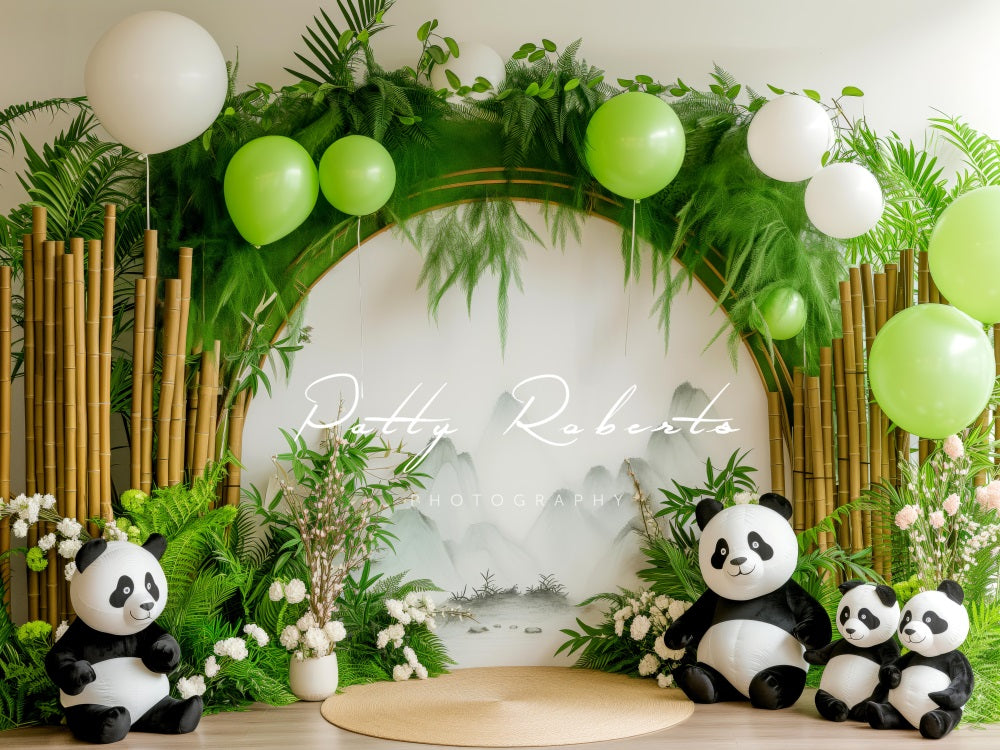 Kate Pandas Mignons Bambou Arche Ballons Toile de fond conçue par Patty Robert - Kate Backdrop FR