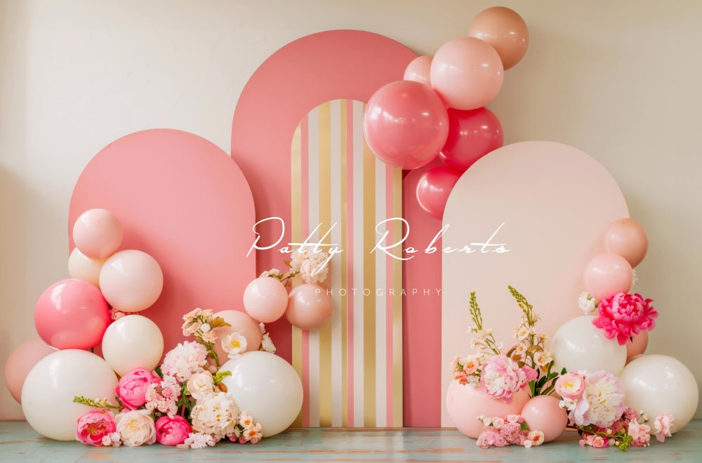 Kate Arche Rose Ballons Fleurs Élégant Toile de fond conçue par Patty Robert - Kate Backdrop FR