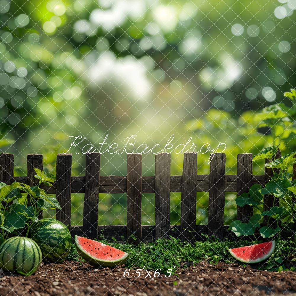 Kate Été Bokeh Plante verte Pastèque Clôture Toile de fond conçue par Emetselch - Kate Backdrop FR