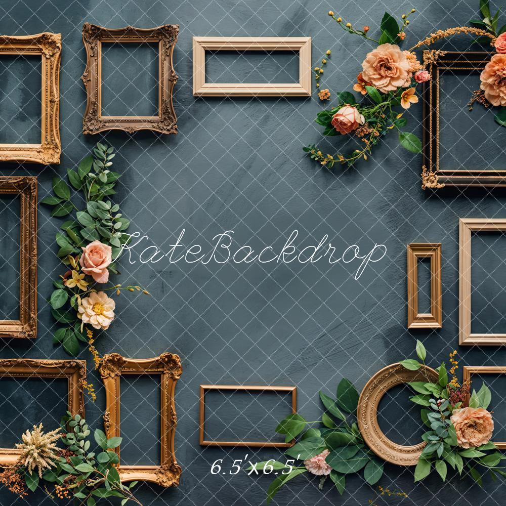 Kate Rétro Beaux-Arts Cadre photo doré Floral Toile de fond conçue par Chain Photographie - Kate Backdrop FR