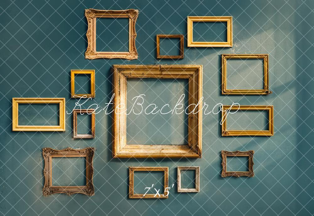 Kate Rétro Beaux-Arts Cadre photo doré Mur Vert Toile de fond conçue par Chain Photographie - Kate Backdrop FR