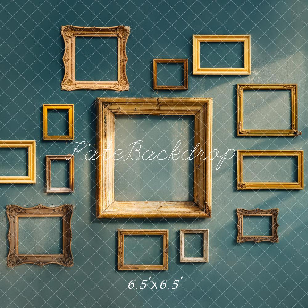 Kate Rétro Beaux-Arts Cadre photo doré Mur Vert Toile de fond conçue par Chain Photographie - Kate Backdrop FR