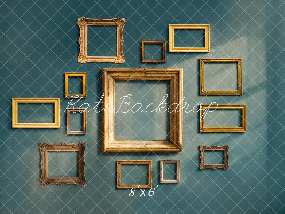 Kate Rétro Beaux-Arts Cadre photo doré Mur Vert Toile de fond conçue par Chain Photographie - Kate Backdrop FR
