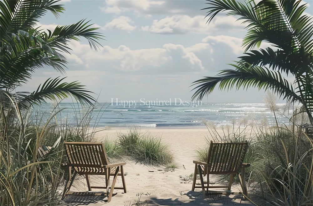 Kate Plage Mer Plante Paysage Été Toile de fond Conçu par Happy Squirrel Design - Kate Backdrop FR
