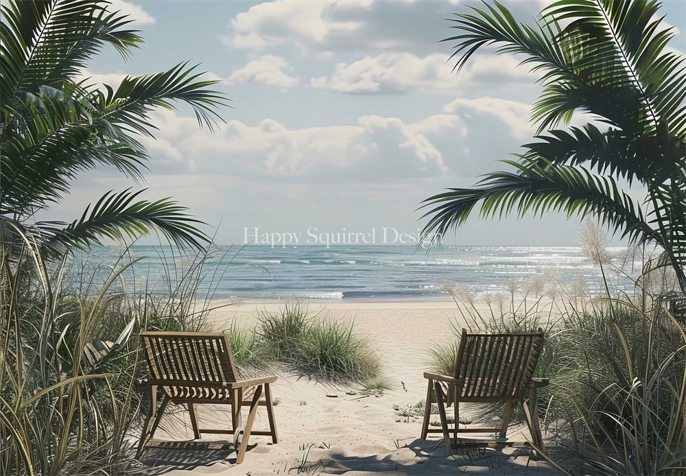 Kate Plage Mer Plante Paysage Été Toile de fond Conçu par Happy Squirrel Design - Kate Backdrop FR